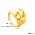 Französischer Stil 18k Gold unregelmäßiger Hammerschlag Edelstahl Ring verstellbar - Größe 7 (Verstellbar) / Goldener Gehämmerter Wassertropfen-Stil (RI174407G) / Gold