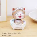 Figurine de chat en résine dans une baignoire Lucky pour décor de bureau et maison - Chat de Bain Tête Branlante (2378)