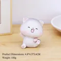 Figurine de chat mignonne en résine grise et blanche pour décoration de bureau - Ornement Chat Espiègle (8097B)