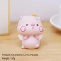 Figurine de cochon rose avec couronne jaune et ailes blanches déco bureau 5,2x5,2x6,5cm - Cochon Piyo Cupidon (2693-2B)