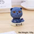 Figurine de chat bleu mignon en résine dans un bol blanc pour décoration de bureau - 2383 Chat Mignon Tête Branlante