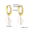 Dettaglio degli orecchini con perle placcati oro 18k con zirconi e dimensioni - Stile Perla a Goccia Cerchio Zirconia (EA59640AG)
