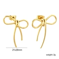 Elegantes pendientes de lazo bañados en oro de 18K en acero inoxidable pulido - Estilo de Lazo Dorado (EA5B8301G)