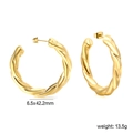 Pendientes de aro trenzados bañados en oro de 18K con textura de espiral geométrica para mujer - Estilo Trenzado Dorado (EA323901G)