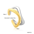 Detail view of two-tone wave ring with 13mm width and 18K gold plated finish - Gold Silver Mixed Wavy Streamlined Style (RI174007M)