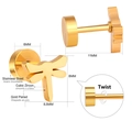 Detailed size specifications for gold plated stainless steel dragonfly stud earrings - Gold Dragonfly Style A (EA611101G)