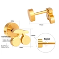 Detail of cherry-shaped gold plated stainless steel stud earring with twist screw back - Gold Cherry Zirconia Style (EA611501G)