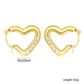 Detail of gold heart-shaped earrings with faux pearl inlay, 18x22mm size and 6.6g weight - Heart Shaped Pearl Hoop Earrings (EA33310AG)