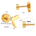 Detailed view of golden dragonfly ear stud with cubic zirconia and screw-back closure - Gold Dragonfly Style C (EA607702G)