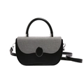 Women's chic grey and black contrast box bag with textured flap and top handle - Black Patchwork