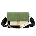 Bolso bandolera de piel sintética tricolor en verde, beige y negro con cierre dorado - Verde
