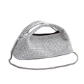 Sac à main argenté avec strass brillants et bandoulière en chaîne pour soirée élégante - Gris