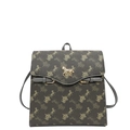 Sac à rabat marron foncé avec finitions dorées et motif de calèche classique - Gris