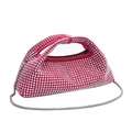 Sac à main fuchsia en daim avec strass argentés et bandoulière en chaîne fine - Rose Rouge