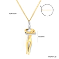 Detail view of gold and silver embrace pendant necklace with dimensions 13x33mm - Abstract Couple Hug Style (NE2G550MG)