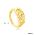 Golden stainless steel evil eye signet ring with radial engraving and polished finish - US 6 / Evil Eye Relief Style (RI168106-8G)
