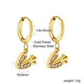 Détail de créole en acier doré avec pendentif cœur serti de zircons blancs brillants - Cœur Couronné Or (EA578902G)
