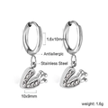 Detail of antiallergic stainless steel heart crown earrings with white crystal inlay - Crown Heart Silver (EA578902S)