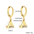 Détails des boucles d'oreilles en acier inoxydable doré avec zircons blancs brillants - Triangle Minimaliste Or (EA579802G)