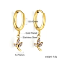 Dimensions des boucles d'oreilles feuille dorée en acier inoxydable et oxydes de zirconium - Feuille Fraîche Or (EA580302G)