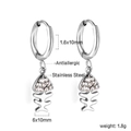 Boucles d'oreilles arête de poisson en acier inoxydable avec zircons blancs - Arête de Poisson Mode Argent (EA580502S)