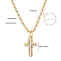 Vue détaillée du collier croix en acier doré avec spécifications de la chaîne 45+5cm - Croix d'Or (NE292702G)