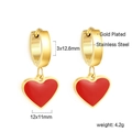 Detaillierte Größenangaben für vergoldete Edelstahl-Ohrringe mit roten Herzen - Goldmetall/Rotes Herz(EA58460EG)