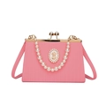 Rosa Vintage-Handtasche mit Perlengriff, Cameo-Relief und feiner Oberflächenstruktur - Rosa