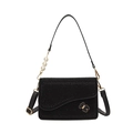 Black rhinestone crossbody bag with pearl chain and metallic bear logo detail - Black
