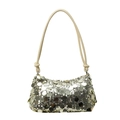 Elegante gouden pailletten avondhandtas met beige slanke schouderriem dames - Goud