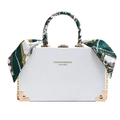 White box handbag with rippled leather, silk scarf handle, and gold metal corners - Off White