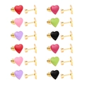 Detailed close-up of colorful heart enamel screw back stud earrings in 12 vibrant colors - Gold Base Heart Style (EA61390MG)