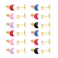 Detail of colorful enamel moon stud earrings in gold-tone stainless steel with screw backs - Gold Base Moon Style (EA61400MG)