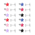 Dettaglio di orecchini a stella colorati con chiusura a vite piatta in acciaio lucido - Stile Stella Base Argento (EA61410MS)