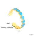 Detail showing a 4mm gold heart ring with blue enamel and product weight of 1g - Blue Heart Style (RI1659K7G)