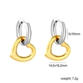 Dettaglio di cerchi in argento con cuori dorati e dimensioni di 14,5x16,2mm - Stile Bicolore Oro e Argento (EA5C2200M)