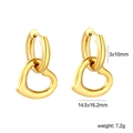 Dettaglio di orecchini a cerchio con cuore in acciaio dorato e misure del prodotto - Stile Dorato (EA5C2200G)