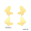 Boucles d'oreilles doubles papillons dorées mesurant 19,8x25mm et pesant 9g total - Style Pendant Double Papillon Doré (EA5C560AG)