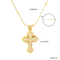 Luxurious gold cross necklace with clear cubic zirconia stones and beaded chain detail - Fashion Dotted Zirconia Cross Necklace (NE2F680AG)