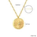 Collana in acciaio inossidabile dorato con ciondolo a stella a otto punte 18x17mm - 锆石星芒圆牌款式(NE2G990AG)
