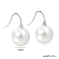 Eleganti orecchini con perle bianche da 14mm e ganci in acciaio inossidabile - Stile Gancio Perla Grande Argento (EA59722AS)