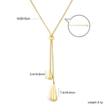 Collier lariat en acier inoxydable plaqué or 18k avec pampilles réglables en goutte d'eau - Style Réglable en Forme de Y à Double Goutte d'Eau (NE2H1001G)