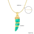 Collana in acciaio inossidabile placcato oro 18K con pietra turchese e croce pendente - Ciondolo Corno Turchese (NE2F330JG)