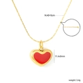 Collar con colgante de corazón de esmalte rojo bañado en oro con cadena ajustable - Estilo de Corazón Rojo (NE2F710EG)