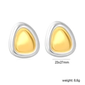 Detailansicht unregelmäßiger geometrischer Ohrringe in Gold und Silber, Größe 23x27mm - Dreieck Geometrischer Zweifarbiger Stil (EA5C840GM)