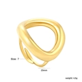 Detail view of size 7 irregular curved golden ring with 23mm width and 4.5g weight - US 6 / Gold Style (RI150206-8G)