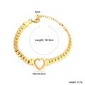 Details zur 6mm Panzerkette und den 16,8x15,3mm Maßen des hohlen Herzanhängers - Hohlherz-Panzerkette-Armband (BR286201G) / Gold