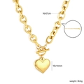 Hip-hop style gold thick chain necklace with heart pendant and toggle clasp 47cm - Chunky Chain Heart Pendant T-Bar Gold Style (NE2G9801G)