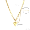 Detailansicht der goldenen Herz-Halskette mit Maßen 12,3x14,6 mm und 40+5 cm Kettenlänge - Gold Herz Büroklammerkette Stil (NE2G290GG)