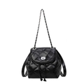 Classic quilted black mini backpack with silver chain strap and metal turn-lock closure - Black